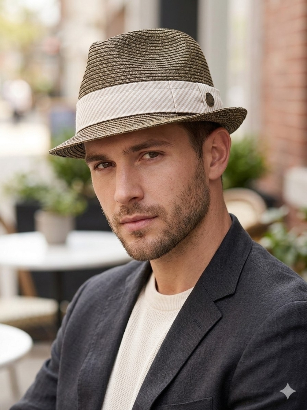 Goorin Bros. Two-Tone Paper Straw Fedora Hat Size M